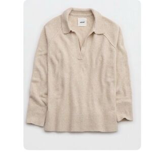 Aerie Cream V-Neck Sweater